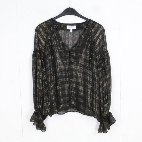 Second Hand & OTHER STORIES Seidenbluse Gr. XS schwarz gold glitzernd gestreift (*)