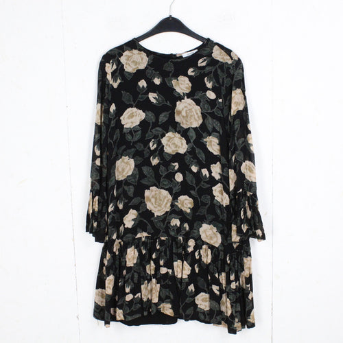 Second Hand GANNI Kleid Gr.38 schwarz weiß geblümt (*)