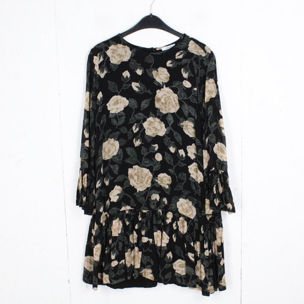Second Hand GANNI Kleid Gr.38 schwarz weiß geblümt (*)