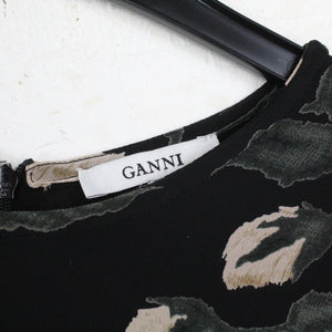Second Hand GANNI Kleid Gr.38 schwarz weiß geblümt (*)