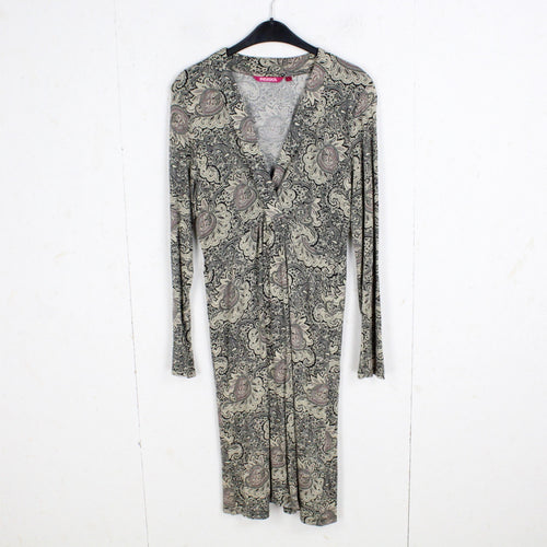 Second Hand INDISKA Kleid Gr. L mehrfarbig gemustert Langarmkleid  (*)