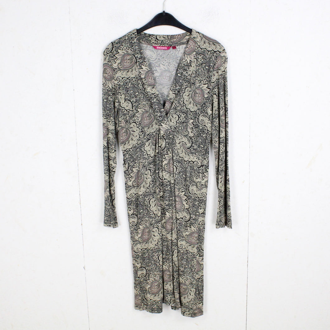 Second Hand INDISKA Kleid Gr. L mehrfarbig gemustert Langarmkleid  (*)