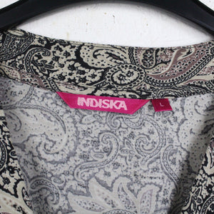 Second Hand INDISKA Kleid Gr. L mehrfarbig gemustert Langarmkleid  (*)