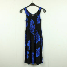 Laden Sie das Bild in den Galerie-Viewer, Vintage Kleid Gr. Einheitsgröße schwarz blau geblümt Midikleid