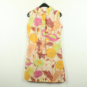 Vintage Kleid Gr. M nude mehrfarbig 70s geblümt Etuikleid