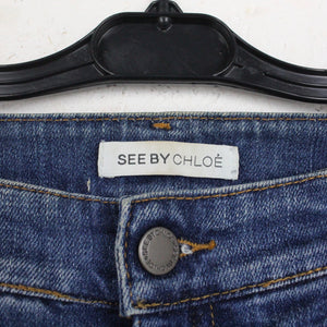 Second Hand SEE BY CHLOE Jeans Gr. 27 blau Flared Schlagjeans 70s (*)
