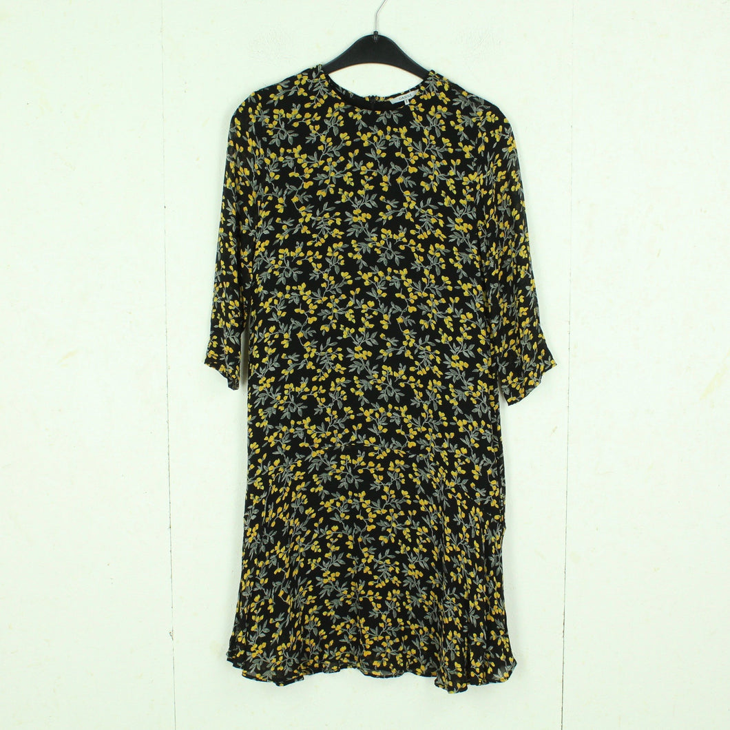 Second Hand GANNI Kleid Gr. XS schwarz gelb geblümt (*)
