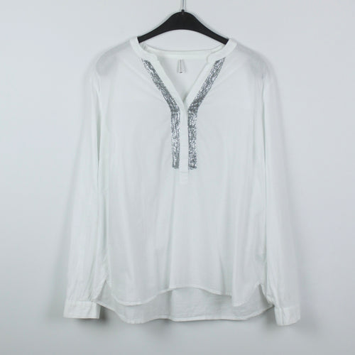 Second Hand SOYACONCEPT Bluse Gr. XL weiß mit Pailetten (*)