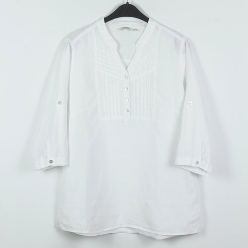 Second Hand ANNE L. Leinenbluse Gr. S weiss Bluse Leinen Longbluse (*)