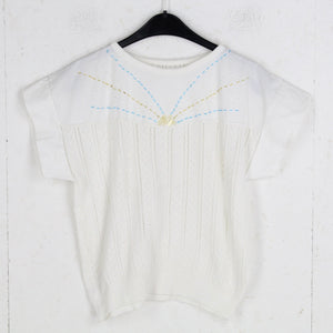 Vintage Pullover Female Gr. S weiß Strick Perlen