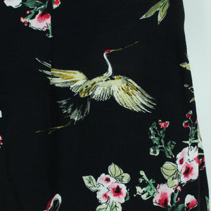 Second Hand ZARA Shorts Gr. L schwarz geblümt mit Vögeln (*)