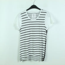 Laden Sie das Bild in den Galerie-Viewer, Second Hand ZOE KARSSEN T-Shirt Gr. XS weiß schwarz gestreift(*)