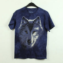 Laden Sie das Bild in den Galerie-Viewer, THE MOUNTAIN Vintage Batik T-Shirt Gr. XS blau Batik Wolf Print