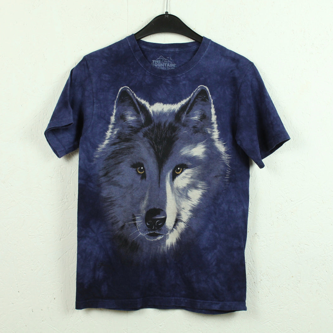 THE MOUNTAIN Vintage Batik T-Shirt Gr. XS blau Batik Wolf Print