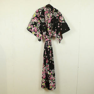 Vintage Kimono Gr. one size schwarz mehrfarbig geblümt 