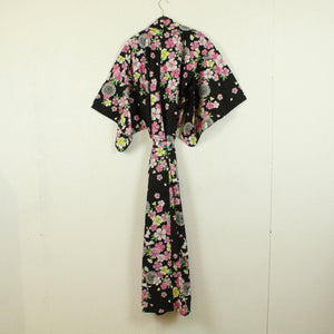 Vintage Kimono Gr. one size schwarz mehrfarbig geblümt 
