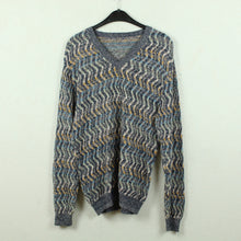 Laden Sie das Bild in den Galerie-Viewer, Vintage Pullover Gr. M blau mehrfarbig V-Neck