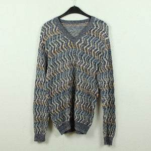 Vintage Pullover Gr. M blau mehrfarbig V-Neck
