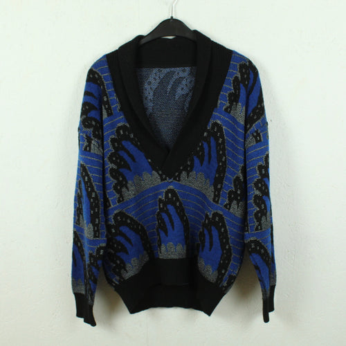 Vintage Pullover Gr. M mehrfarbig Crazy Pattern V-Neck