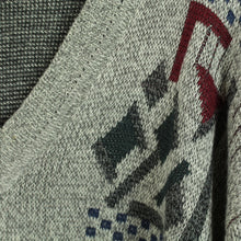 Laden Sie das Bild in den Galerie-Viewer, Vintage Pullover mit Wolle Gr. M grau mehrfarbig crazy pattern