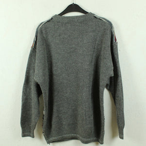 Vintage Pullover Gr. L grau mehrfabig gemustert rundhals