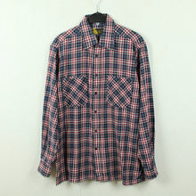 Laden Sie das Bild in den Galerie-Viewer, VINTAGE Flanellhemd Gr. L blau rot kariert Hemd Lumberjack
