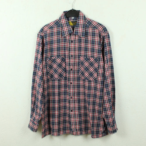 VINTAGE Flanellhemd Gr. L blau rot kariert Hemd Lumberjack