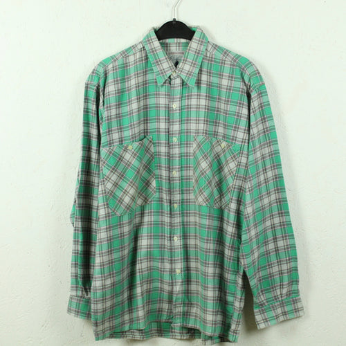 Vintage Flanellhemd Gr. M grün grau mehrfarbig kariert