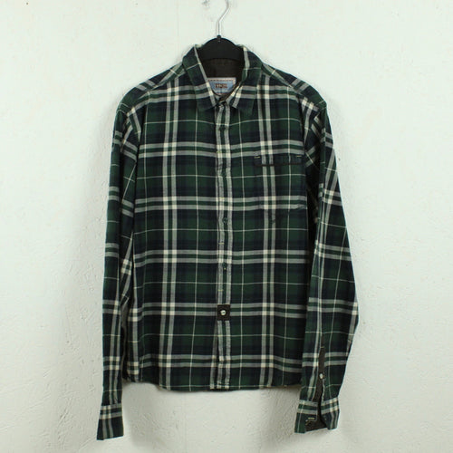 SISLEY Vintage Flanellhemd Gr. L grün mehrfarbig kariert Lumberjack