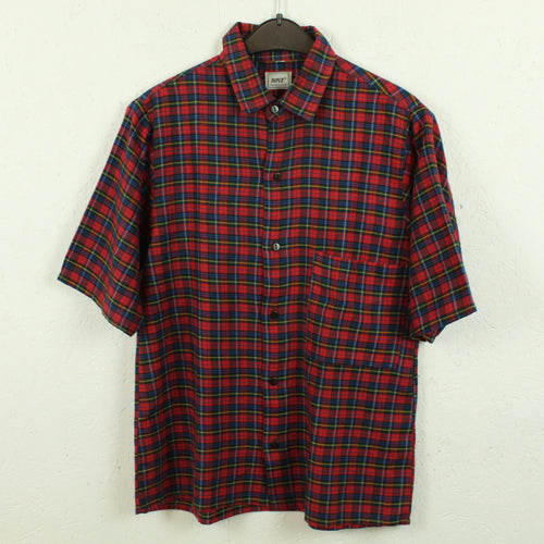 Vintage Flanellhemd Gr. XS rot mehrfarbig kariert Kurzarmhemd