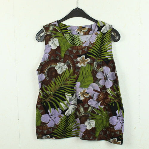 Vintage Top Gr. L grün lila mehrfarbig geblümt