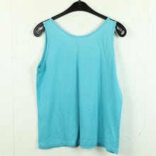 Laden Sie das Bild in den Galerie-Viewer, Vintage Tank Top Gr. S türkis mit Pailetten &quot;Cheers&quot;