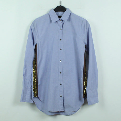 Second Hand J. CREW Hemdbluse Gr. 34 blau mit Pailetten (*)