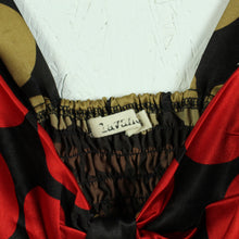 Laden Sie das Bild in den Galerie-Viewer, Second Hand LAVAND Kleid Gr. S schwarz bunt Y2K Satin (*)