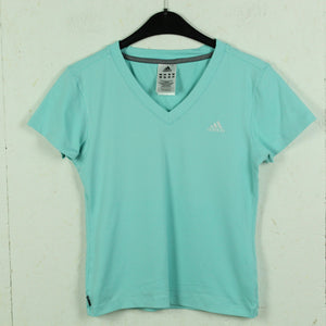 Second Hand ADIDAS Vintage T-Shirt Gr. S türkis V-Neck (*)