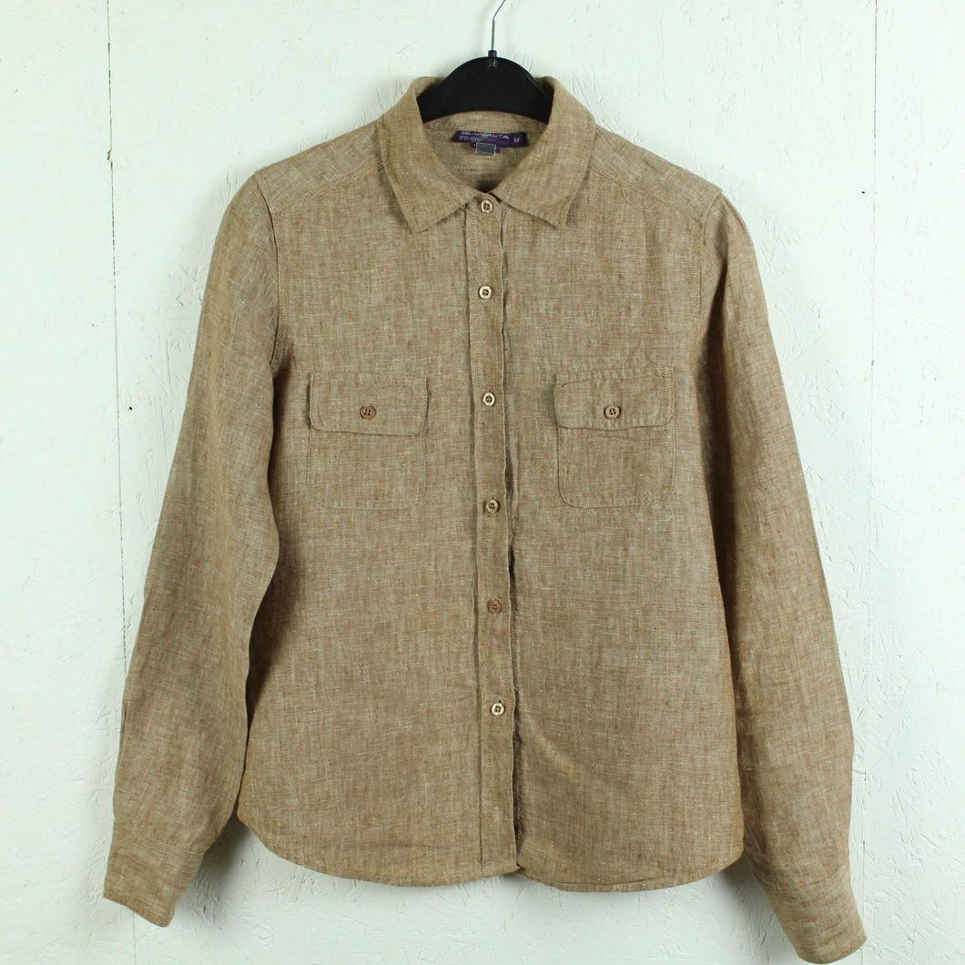 Second Hand BLUNAUTA Leinenbluse Gr. M braun Langarmbluse Leinen  (*)