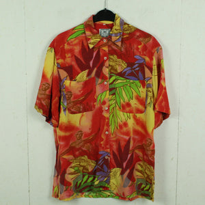 Vintage Bluse Gr. M rot bunt kurzarm Hawaii