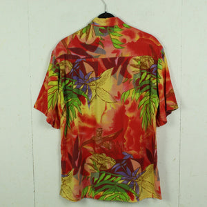 Vintage Bluse Gr. M rot bunt kurzarm Hawaii