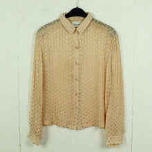 Laden Sie das Bild in den Galerie-Viewer, Second Hand GANNI Bluse Gr. XS rosa gold gepunktet (*)