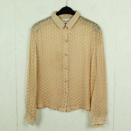 Second Hand GANNI Bluse Gr. XS rosa gold gepunktet (*)