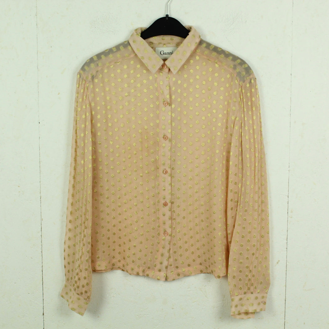 Second Hand GANNI Bluse Gr. XS rosa gold gepunktet (*)