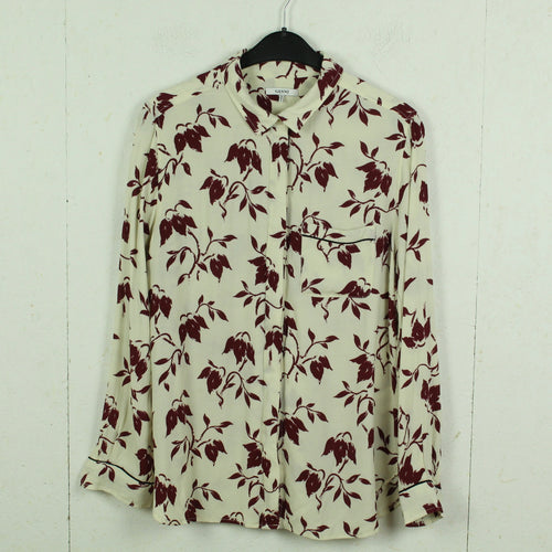 Second Hand GANNI Bluse Gr. XL creme weinrot geblümt(*)