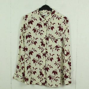 Second Hand GANNI Bluse Gr. XL creme weinrot geblümt(*)