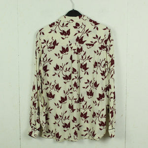 Second Hand GANNI Bluse Gr. XL creme weinrot geblümt(*)
