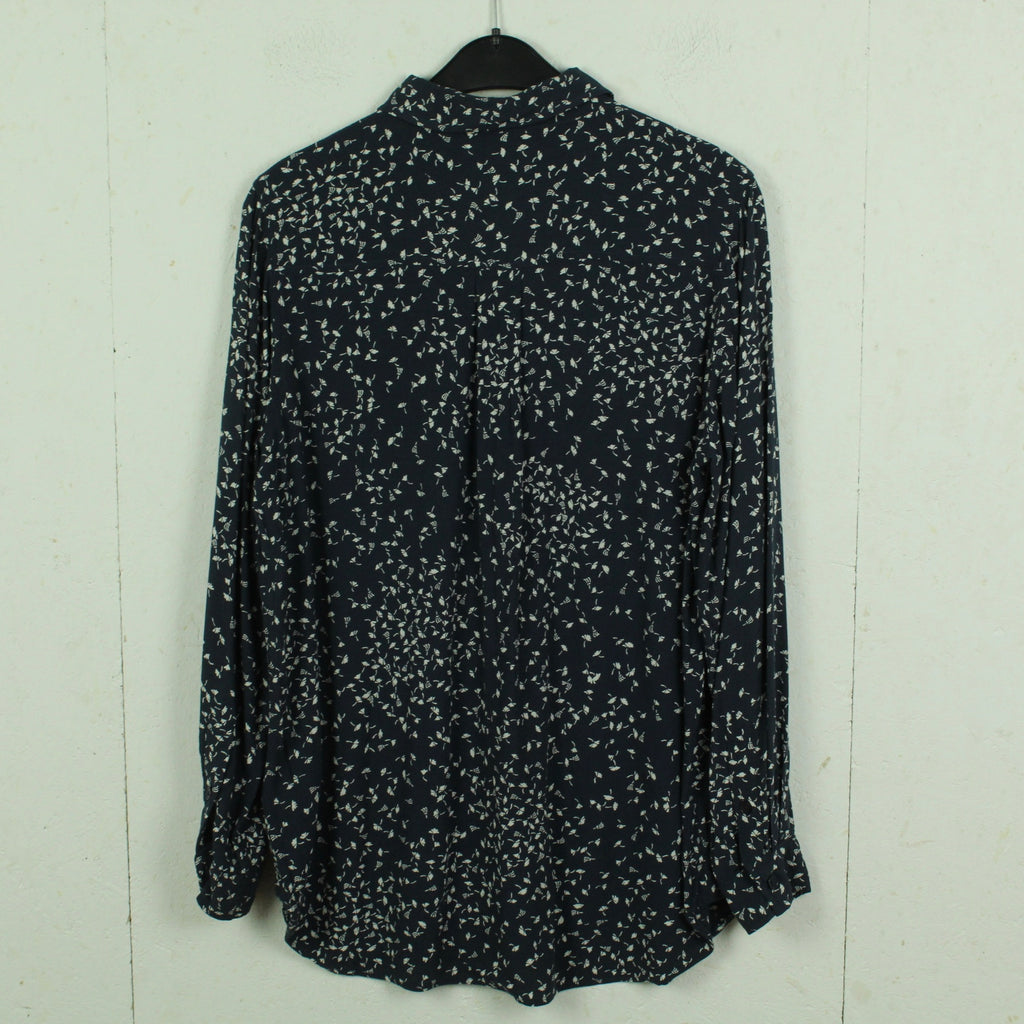 Second Hand GANNI Bluse Gr. 40 dunkelblau weiß geblümt (*)