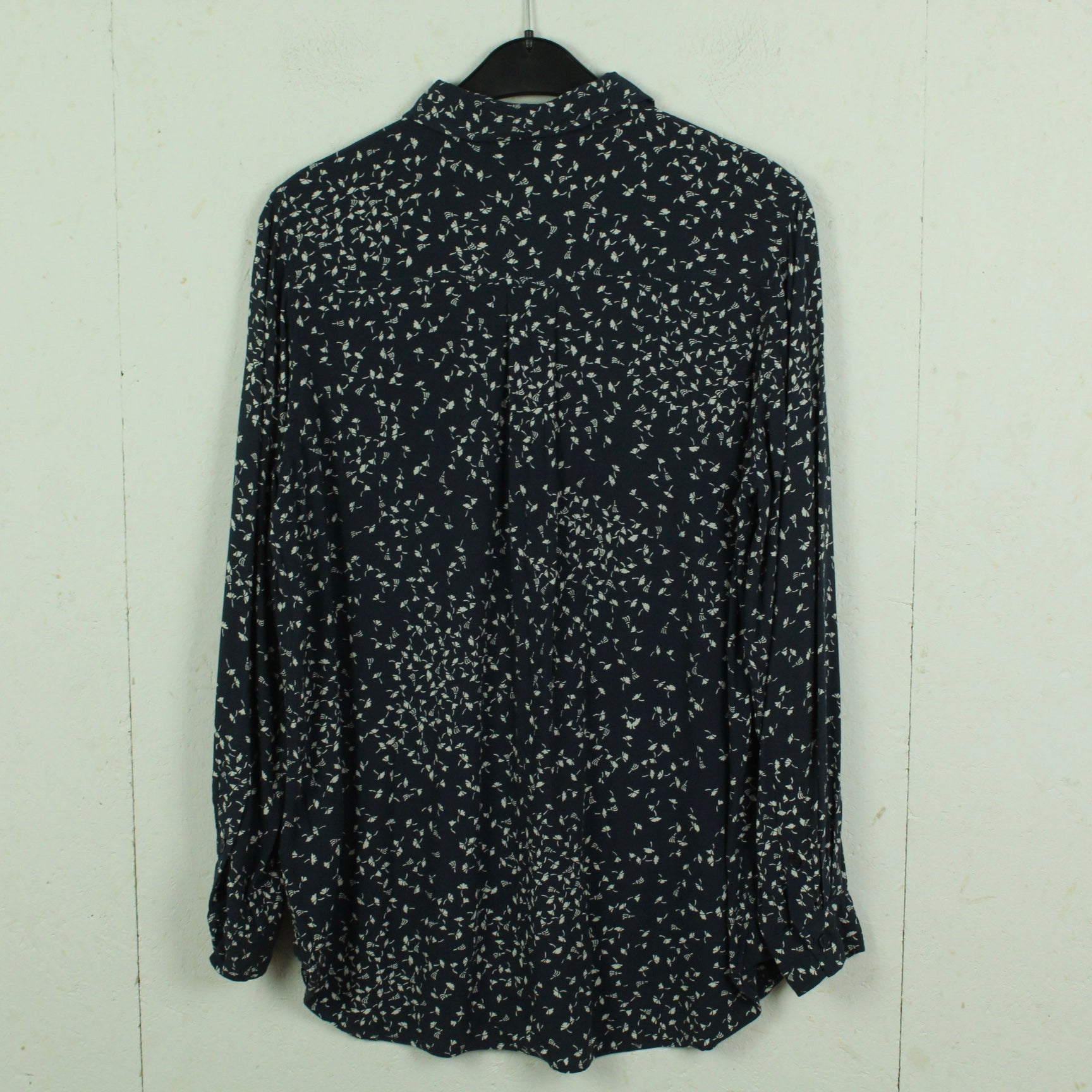 Second Hand GANNI Bluse Gr. 40 dunkelblau weiß geblümt (*)