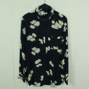 Second Hand GANNI Bluse Gr. 42 dunkelblau mehrfarbig geblümt (*)
