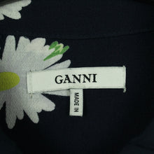 Laden Sie das Bild in den Galerie-Viewer, Second Hand GANNI Bluse Gr. 42 dunkelblau mehrfarbig geblümt (*)