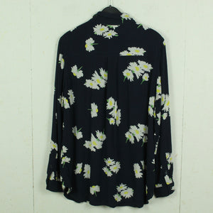 Second Hand GANNI Bluse Gr. 42 dunkelblau mehrfarbig geblümt (*)