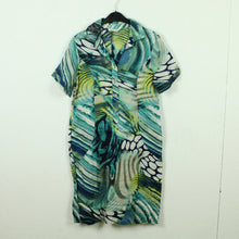 Laden Sie das Bild in den Galerie-Viewer, Second Hand MADE IN ITALY Leinenkleid Gr. 38 blau grün gemustert Kleid (*)